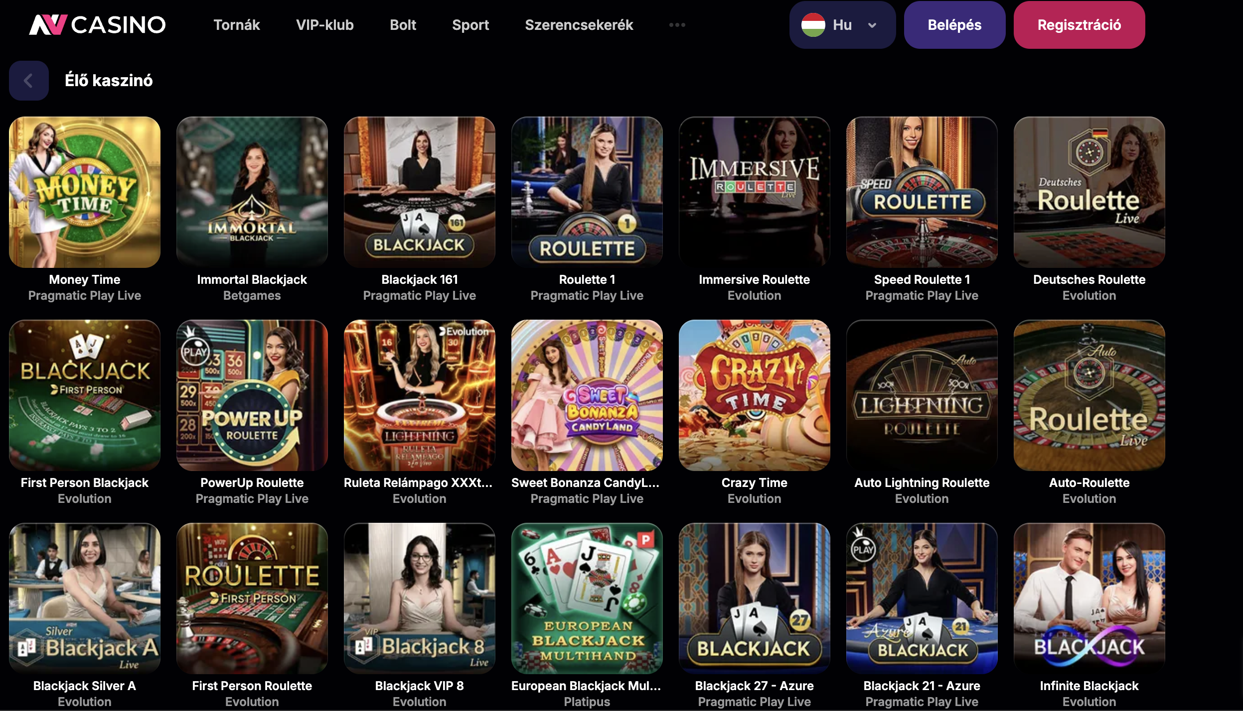 NV casino élő kaszinó